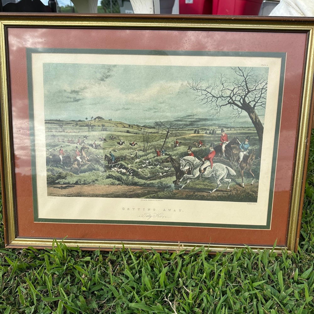 Vintage Tally Ho Getting Away Fox Hunt Print Henry Alken Frame Double Mat‎